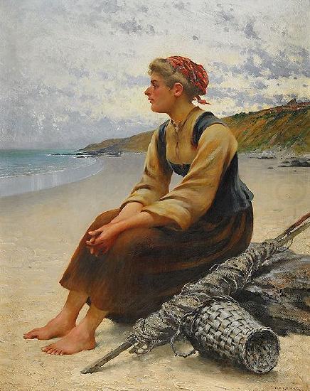 Ostronplockerska pa stranden, August Hagborg